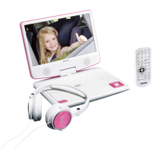 Lenco DVP-910 9" Hordozható DVD lejátszó - Rózsaszín / Fehér (DVP910PINK) dvd lejátszó