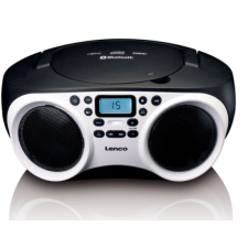 Lenco SCD-501WH hordozható FM rádió CD-USB lejátszó Bluetooth® fekete/fehér hordozható cd és kazettás rádió hangszóróval