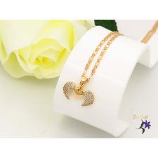  Lenka antiallergén szíves angyalszárny medál metszett nyaklánccal-18K nyaklánc