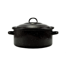 LEO-10277 Zománcozott Lábas fedővel 27 cm 2,8 liter fekete edény