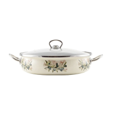 LEO-10517 Oliva Zománcozott szeletsütő lábas 28 cm+üvegfedő edény