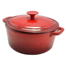 LEO-10577 Zománcozott öntöttvas lábas 24cm- 4l- piros edény