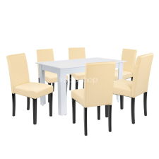 Leon 6+1 étkező garnitúra fehér-bézs bútor