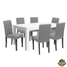  Leon 6+1 étkező garnitúra fehér-szürke bútor