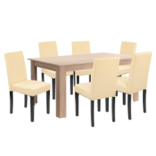  Leon 6+1 étkező garnitúra sonoma tölgy-bézs bútor