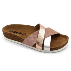 LEON Papucs 4201 Leon Comfort női bőr, ezüst, 41