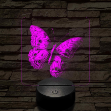 Lepke varázs 7 színű valósághű 3D led lámpa világítás