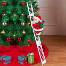  Létrára mászó, zenélő, éneklő mikulás – karácsonyi dekoráció (BBJ) karácsonyi dekoráció