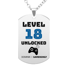  Level 18 unlocked (tetszőleges számmal és névvel) medál lánccal vagy kulcstartóval nyaklánc
