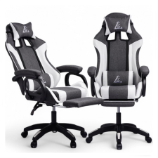  LEVELUP gamer forgószék lábtartóval és masszázspárnával fekete-fehér – KO29GRAF forgószék