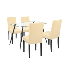 Leziter Alen 4+1 étkező garnitúra fekete-bézs bútor