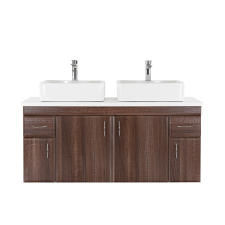 Leziter Bianco 130 alsó szekrény mosdó nélkül aida dió fehér munkalappal fürdőszoba bútor