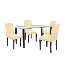 Leziter Cadiz 4+1 étkező garnitúra fekete-bézs bútor