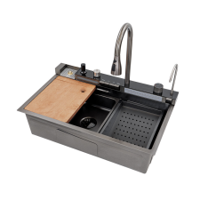 Leziter Catania multifunkciós rozsdamentes mosogató digitális csapteleppel mosogatótálca