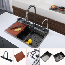 Leziter Catania multifunkciós rozsdamentes mosogató digitális csapteleppel csaptelep