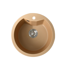 Leziter Dorin kerek egy medencés gránit mosogató szifonnal bézs mosogatótálca