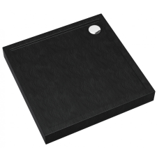 Leziter Fat black 90x90 cm szögletes fekete akril zuhanytálca, 12 cm magas kád, zuhanykabin