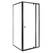 Leziter Flexi sarokba szerelhető szögletes zuhanykabin 90x90 cm zuhanytálca nélkül fekete kád, zuhanykabin