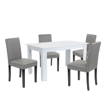 Leziter Leon 4+1 étkező garnitúra fehér-szürke bútor