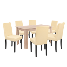 Leziter Leon 6+1 étkező garnitúra sonoma tölgy-bézs bútor
