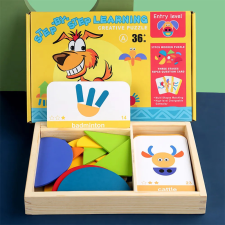 Leziter Mágneses tangram fajáték angol kártyákkal, kezdő szint fajáték