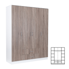 Leziter Miami gardróbszekrény 160x205 cm yorki tölgy-fehér bútor