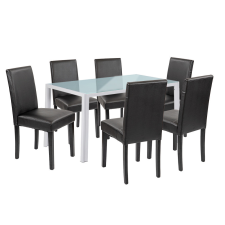 Leziter Mira 6+1 étkező garnitúra fehér-fekete bútor