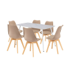 Leziter Ravena 6+1 Étkezőgarnitúra - Szinterezett kő asztal, Bézs székek