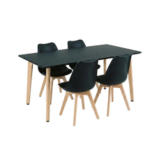 Leziter Silla 150 4+1 étkező garnitúra fekete-fekete bútor