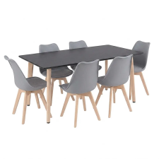 Leziter Silla 150 6+1 étkező garnitúra fekete-szürke bútor
