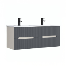 Leziter Trent 120 alsó fürdőszobabútor kerámia mosdóval (2 fiókos) fehér-antracit szürke fürdőszoba bútor