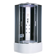 Leziter Vital Black 80x80 cm íves mélytálcás hidromasszázs zuhanykabin kád, zuhanykabin