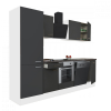 Leziter Yorki 280 konyhablokk fehér korpusz,selyemfényű antracit front alsó sütős elemmel polcos szekrénnyel