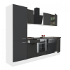 Leziter Yorki 280 konyhabútor fehér korpusz,selyemfényű antracit front alsó sütős elemmel polcos szekrénnyel