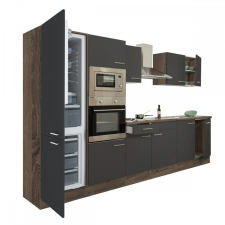 Leziter Yorki 330 konyhablokk yorki tölgy korpusz,selyemfényű antracit fronttal alulfagyasztós hűtős szekrénnyel bútor