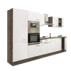 Leziter Yorki 330 konyhablokk yorki tölgy korpusz,selyemfényű fehér fronttal polcos szekrénnyel