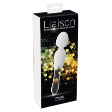Liaison Wand - akkus, szilikon-üveg LED-es vibrátor (áttetsző-fehér) vibrátorok