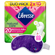 Libresse Regular+ Natural Care normál szárnyas egészségügyi Betét 20db + Ajándék Libresse Alvómaszk intim higiénia