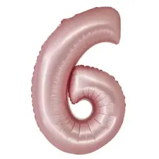  Light Pink Matt, Rózsaszín 6-os szám fólia lufi 76 cm party kellék