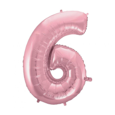  Light Pink, Rózsaszín 6-os szám fólia lufi 92 cm party kellék