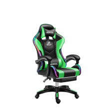  Likeregal 920 LED masszázs gamer szék lábtartóval zöld forgószék