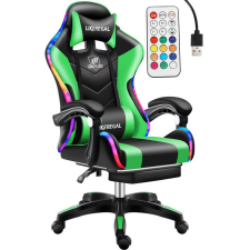  Likeregal 920 LED masszázs gamer szék lábtartóval zöld forgószék