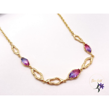  Lilla antiallergén különleges köves nyaklánc 18K nyaklánc