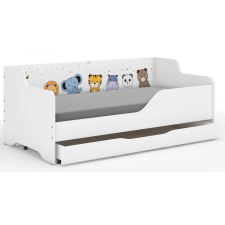LILU gyerekágy laminált oldallal 160x80cm matraccal és ágyneműtartóval - mini zoo gyermekágy