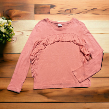 Lindex Korall színű fodros felső gyerek póló