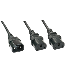 LINDY 30363 220V Hálózati Y tápkábel 1m - Fekete kábel és adapter