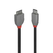LINDY 36623 USB-C apa - USB Micro-B apa 3.2 Adatkábel - Fekete/Szürke (3m) kábel és adapter