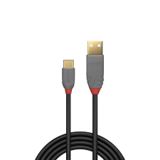 LINDY 36885 Anthra Line USB-A apa - USB-C apa 2.0 Adatkábel - Fekete (0,5m) kábel és adapter