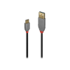 LINDY 36887 USB kábel 2 M USB 2.0 USB A USB C Fekete, Szürke (36887)