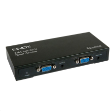LINDY Splitter VGA 4 portos + Audio, Cat5 Extender 300m /35401 (lindy35401) kábel és adapter